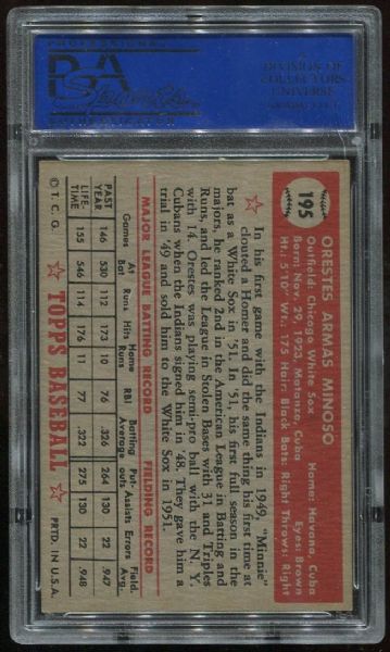 1952 Topps #195 Orestes Minoso PSA 6