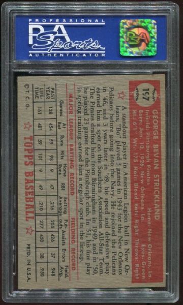 1952 Topps #197 George Strickland PSA 8