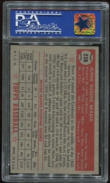 1952 Topps #228 Al Brazle PSA 8