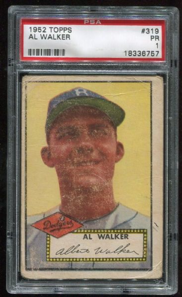 1952 Topps #319 Al Walker PSA 1