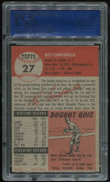 1953 Topps #27 Roy Campanella PSA6.5