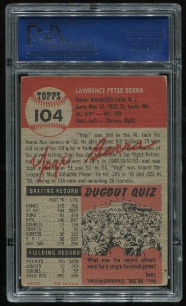 1953 Topps #104 Yogi Berra PSA 3