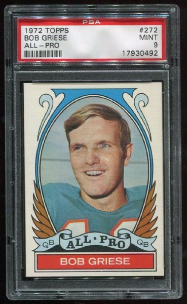 1972 Topps #272 Bob Griese All-Pro PSA 9