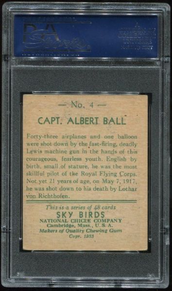 1933 National Chicle Sky Birds 4 Capt. Albert Ball PSA 4