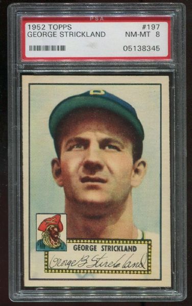 1952 Topps #197 George Strickland PSA 8