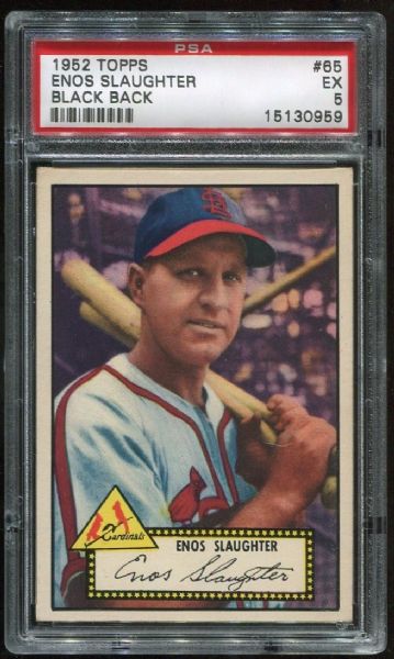 1952 Topps #65 Enos Slaughter Black Back PSA 5