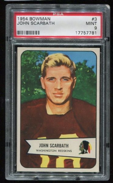 1954 Bowman #3 John Scarbath PSA 9