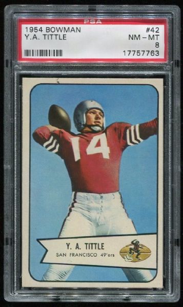 1954 Bowman #42 Y.A. Tittle PSA 8