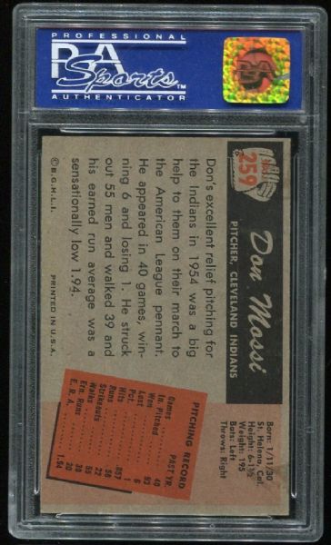 1955 Bowman #259 Don Mossi PSA 8