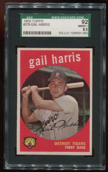 1959 Topps #378 Gail Harris SGC 92