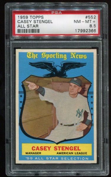 1959 Topps #552 Casey Stengel All Star PSA 8.5