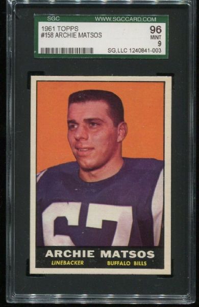 1961 Topps #158 Archie Matsos SGC 96