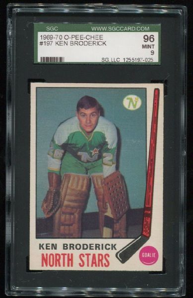 1969-70 O-Pee-Chee #197 Ken Broderick SGC 96