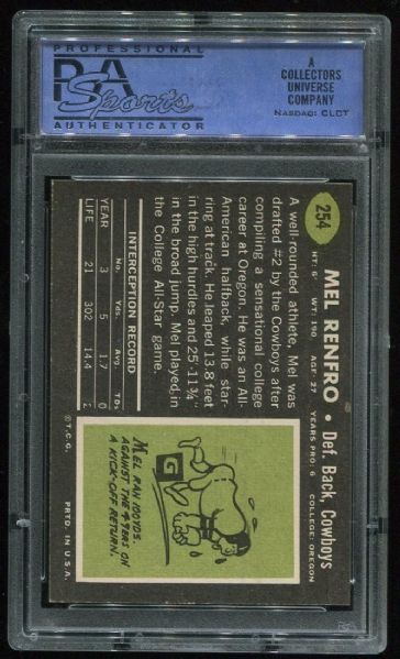 1969 Topps #254 Mel Renfro PSA 8