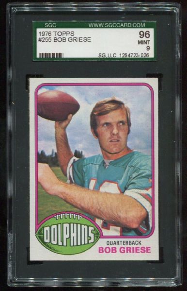 1976 Topps #256 Bob Griese SGC 96