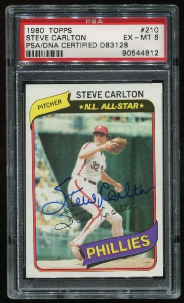 1980 Topps #210 Steve Carlton Autographed PSA/DNA 6