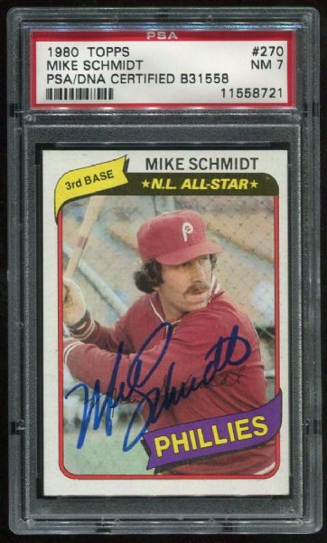 1980 Topps #270 Mike Schmidt Autographed PSA/DNA 7