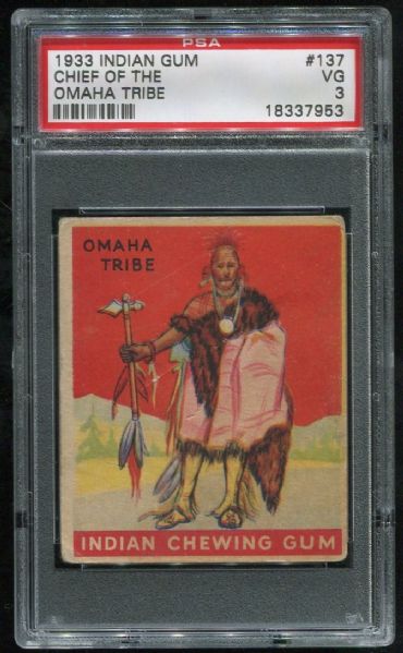 1933 Indian Gum 137 Chief Of The Omaha Tribe PSA 3