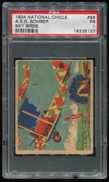 1934 National Chicle Sky Birds 96 A.E.G. Bomber PSA 1