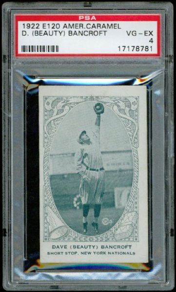 1922 E120 American Caramel Dave Bancroft PSA 4