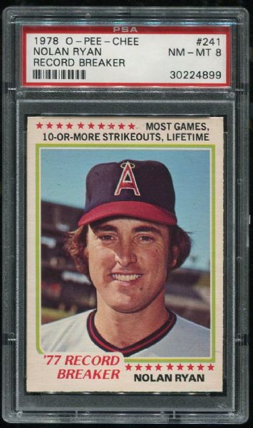 1978 O-Pee-Chee #241 Nolan Ryan Record Breaker PSA 9