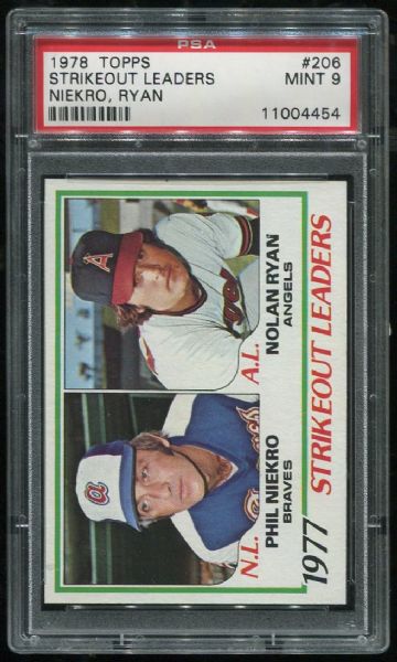 1978 Topps #206 Strikeout Leaders with Nolan Ryan PSA 9