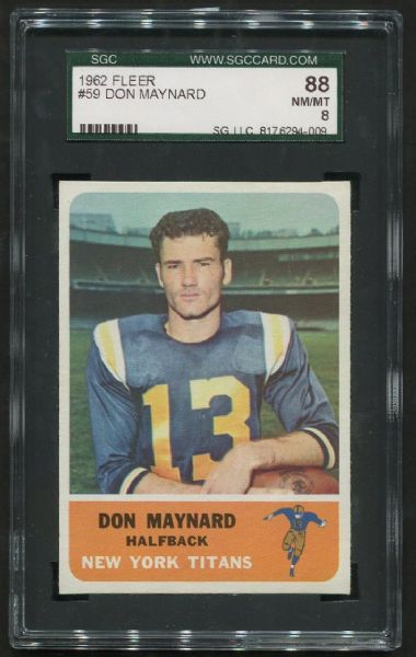 1962 Fleer #59 Don Maynard SGC 88