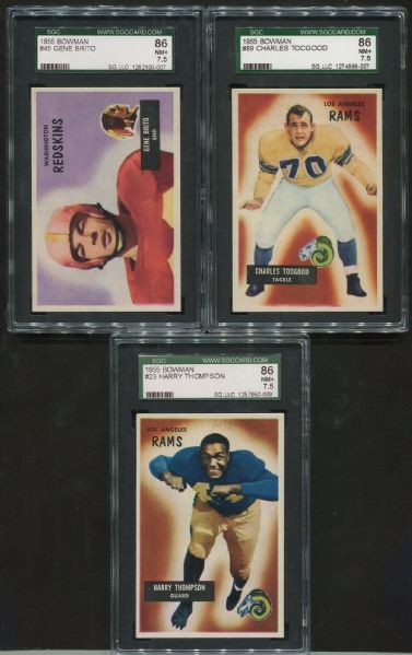 1955 Bowman Lot of 3 Assorted SGC 86