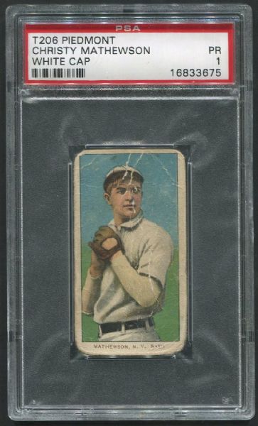 1909-11 T206 Piedmont Christy Mathewson White Cap PSA 1