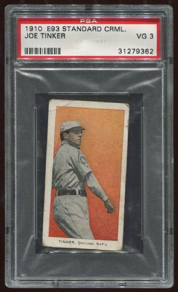 1910 E93 Standard Caramel Joe Tinker PSA 3