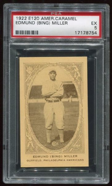 1922 E120 American Caramel Bing Miller PSA 5