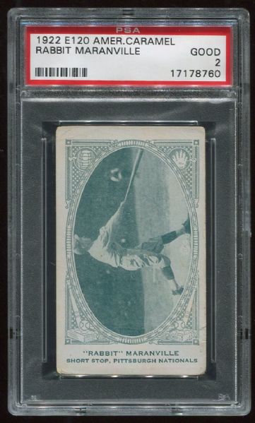 1922 E120 American Caramel Rabbit Maranville PSA 2