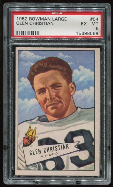 1952 Bowman Large #54 Glen Christian Short Print PSA 6