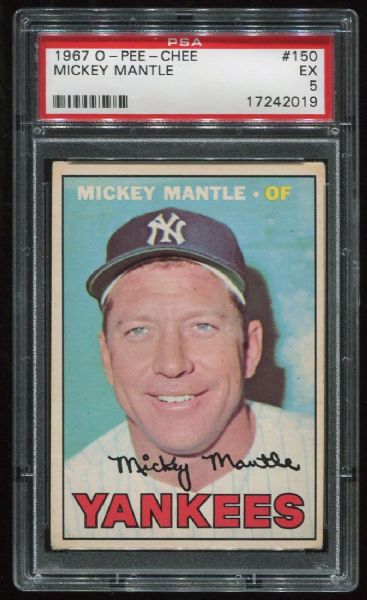 1967 O-Pee-Chee #150 Mickey Mantle PSA 5