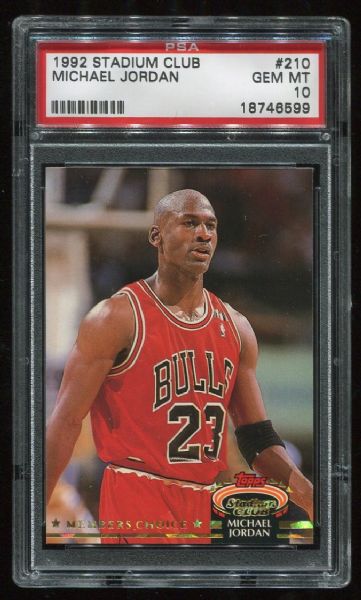 1992 Stadium Club #210 Michael Jordan PSA 10