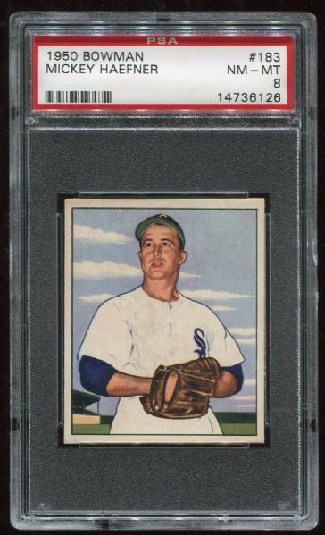 1950 Bowman #183 Mickey Haefner PSA 8