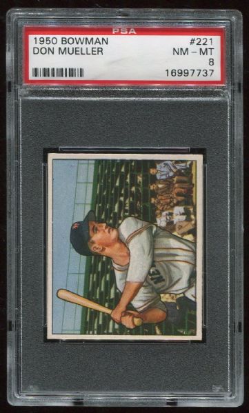 1950 Bowman #221 Don Mueller PSA 8