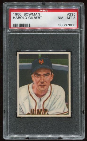 1950 Bowman #235 Harold Gilbert PSA 8