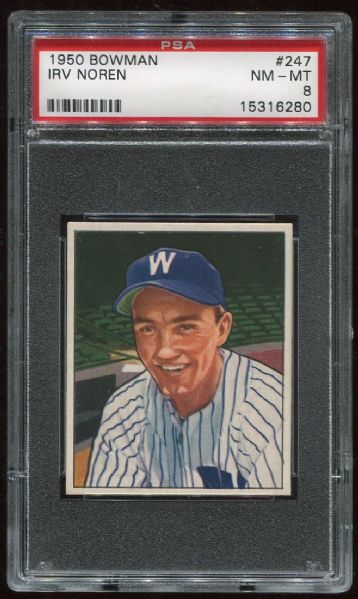 1950 Bowman #247 Irv Noren PSA 8