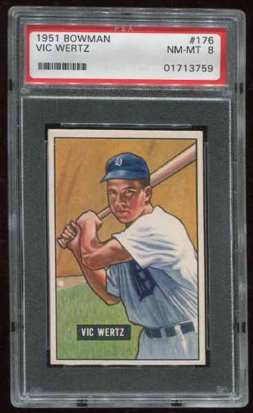 1951 Bowman #176 Vic Wertz PSA 8