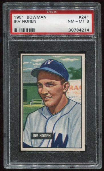 1951 Bowman #241 Irv Noren PSA 8