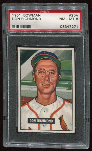 1951 Bowman #264 Don Richmond PSA 8