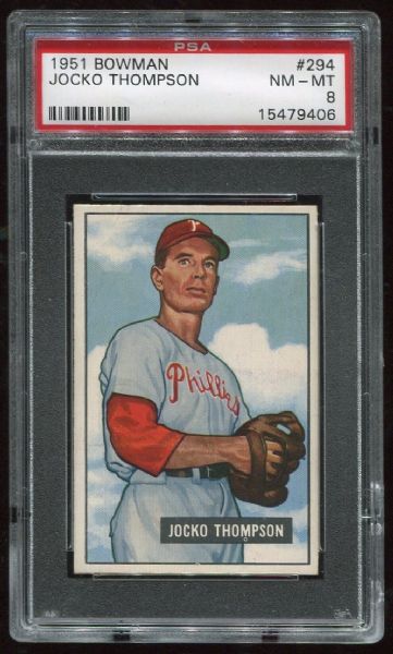 1951 Bowman #294 Jocko Thompson PSA 8