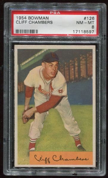 1954 Bowman #126 Cliff Chambers PSA 8  