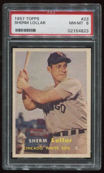 1957 Topps #23 Sherm Lollar PSA 8