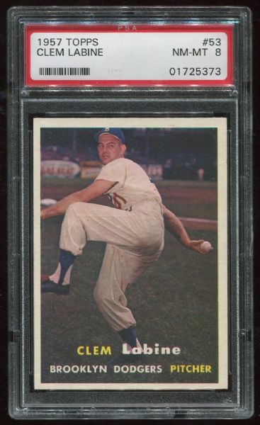 1957 Topps #53 Clem Labine PSA 8