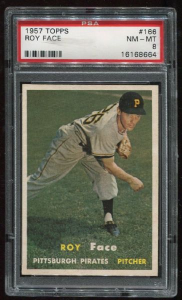 1957 Topps #166 Roy Face PSA 8 