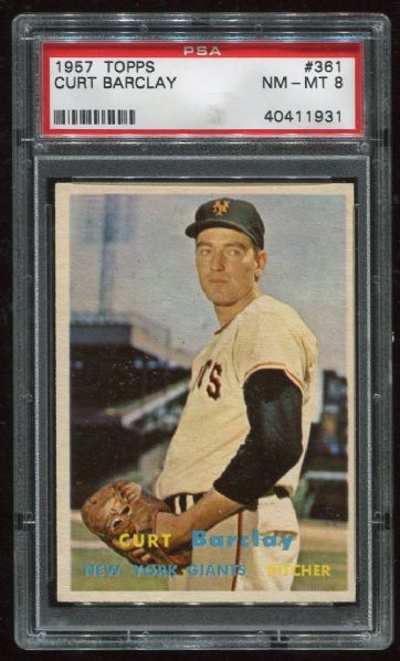 1957 Topps #361 Curt Barclay PSA 8