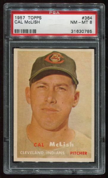 1957 Topps #364 Cal McLish PSA 8 