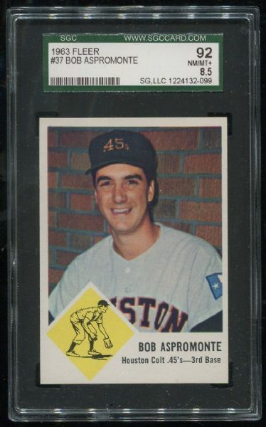 1963 Fleer #37 Bob Aspromonte SGC 92